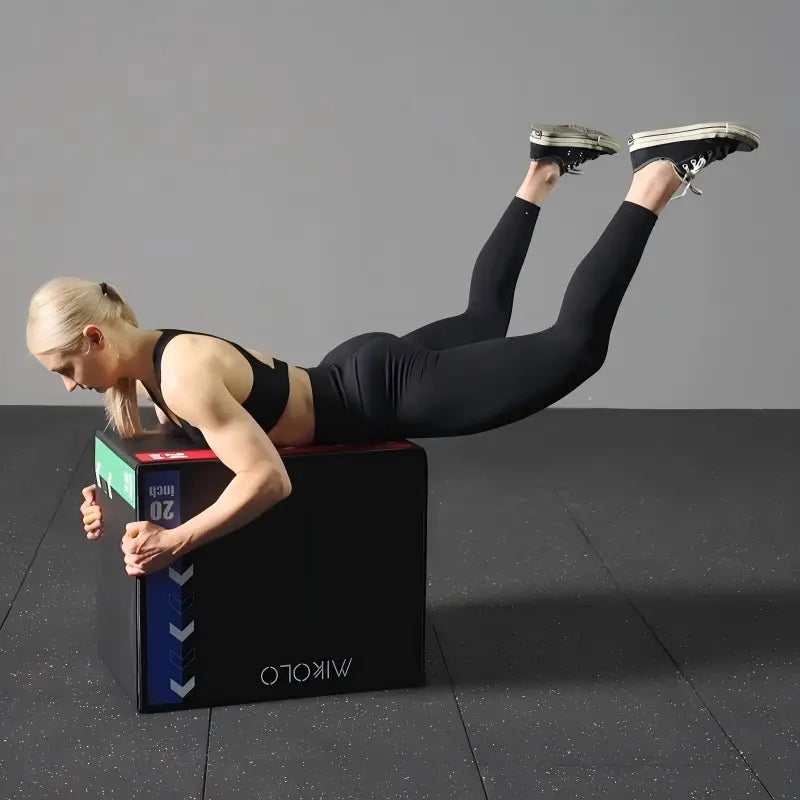 3-in-1 soft foam plyometric jump box with selectable 12/14/16, 16/18/20 or 16/20/24-inch heights for home gym workouts