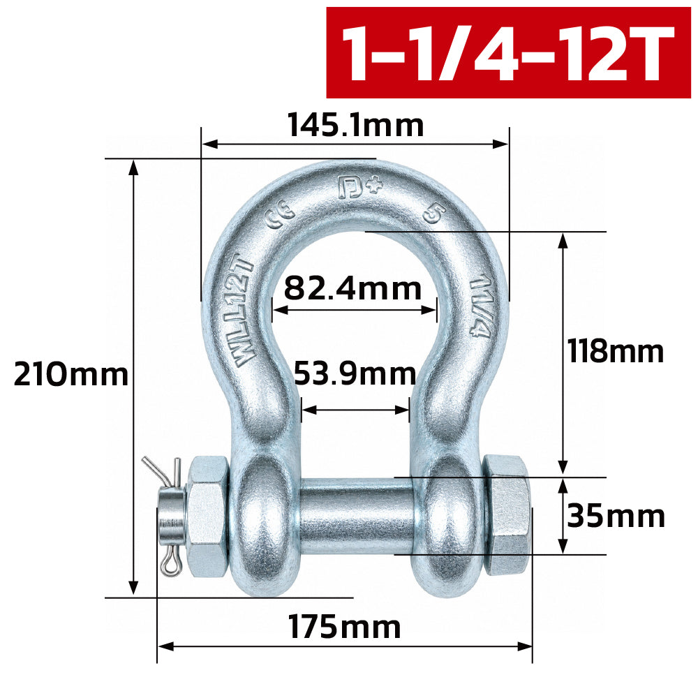 heavy duty bolt type bow shackle 0.5T-25T with nut and cotter pin for lifting, rigging, towing and industrial applications