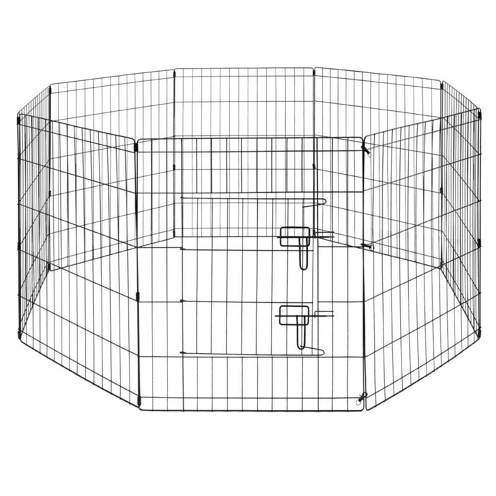 8 panel metal dog playpen 30 inch foldable pet exercise pen heavy duty puppy fence indoor outdoor with door double latch black