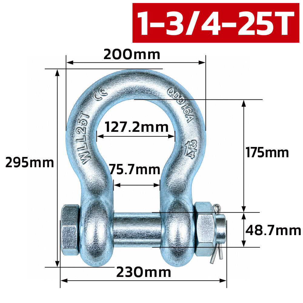 heavy duty bolt type bow shackle 0.5T-25T with nut and cotter pin for lifting, rigging, towing and industrial applications