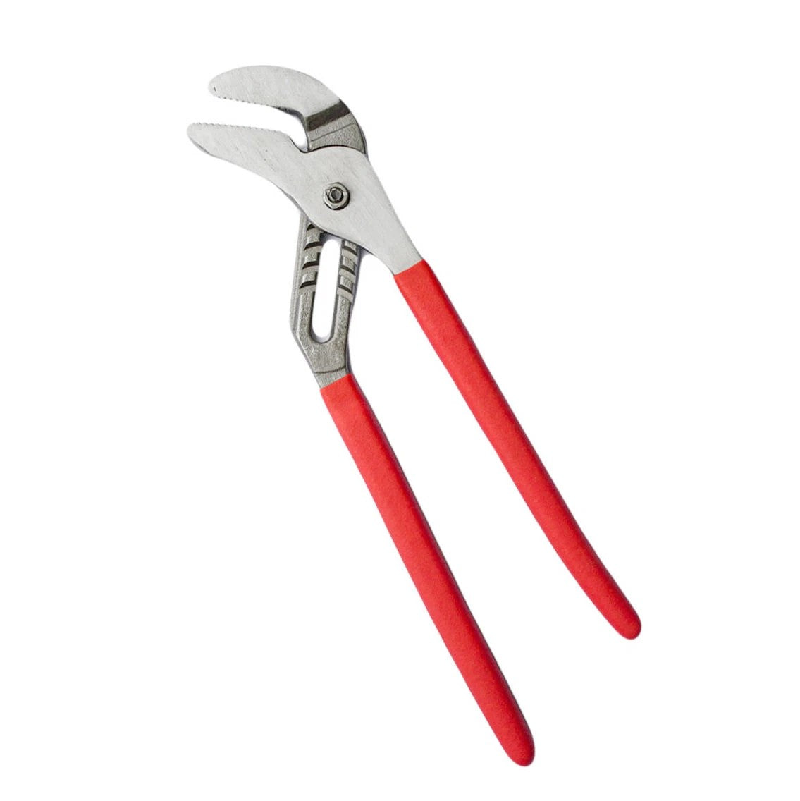 20 inch adjustable water pump pliers with wide jaw opening, heavy duty steel body and red non-slip handles