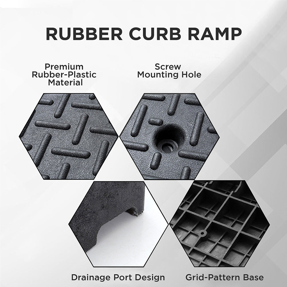 heavy duty rubber curb ramp for driveway sidewalk garage and vehicle access with anti slip surface
