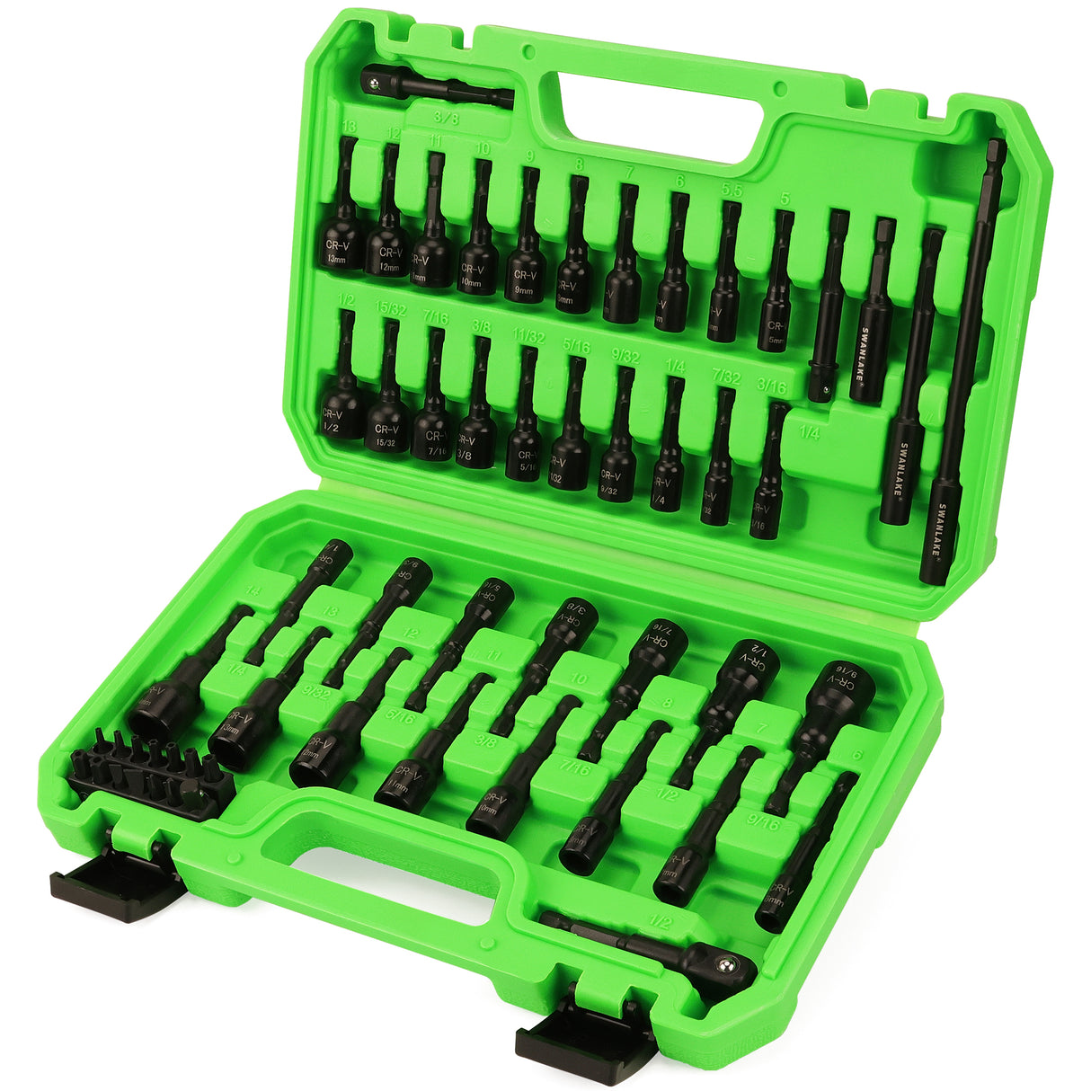 SWANLAKE magnetic nut driver set SAE metric hex nut drivers with extensions and storage case