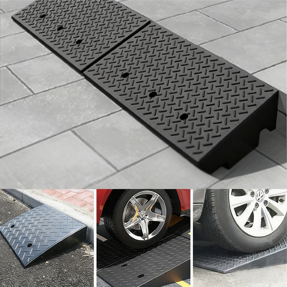heavy duty rubber curb ramp for driveway sidewalk garage and vehicle access with anti slip surface