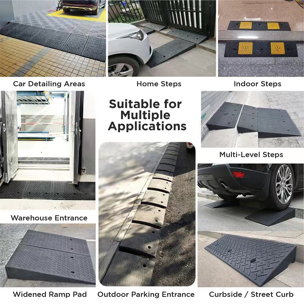 heavy duty rubber curb ramp for driveway sidewalk garage and vehicle access with anti slip surface