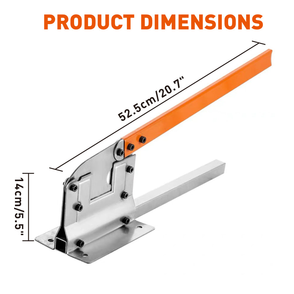 52.5cm steel stud cutter with orange lever handle, heat-treated cutting groove and steel base for cutting metal studs, tracks and drywall framing channels