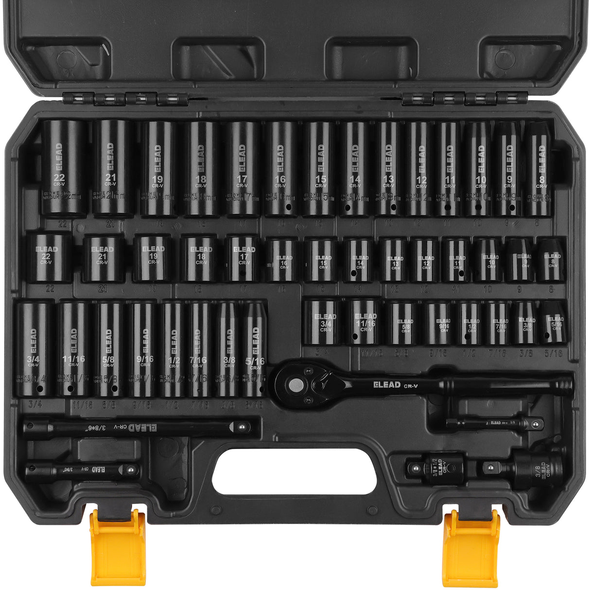 50 piece 3/8 drive master impact socket set metric and SAE with ratchet and carry case