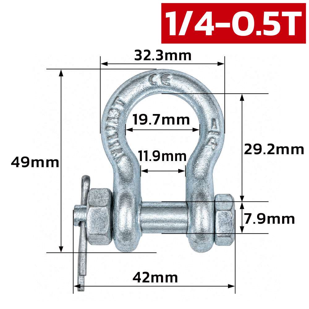 heavy duty bolt type bow shackle 0.5T-25T with nut and cotter pin for lifting, rigging, towing and industrial applications