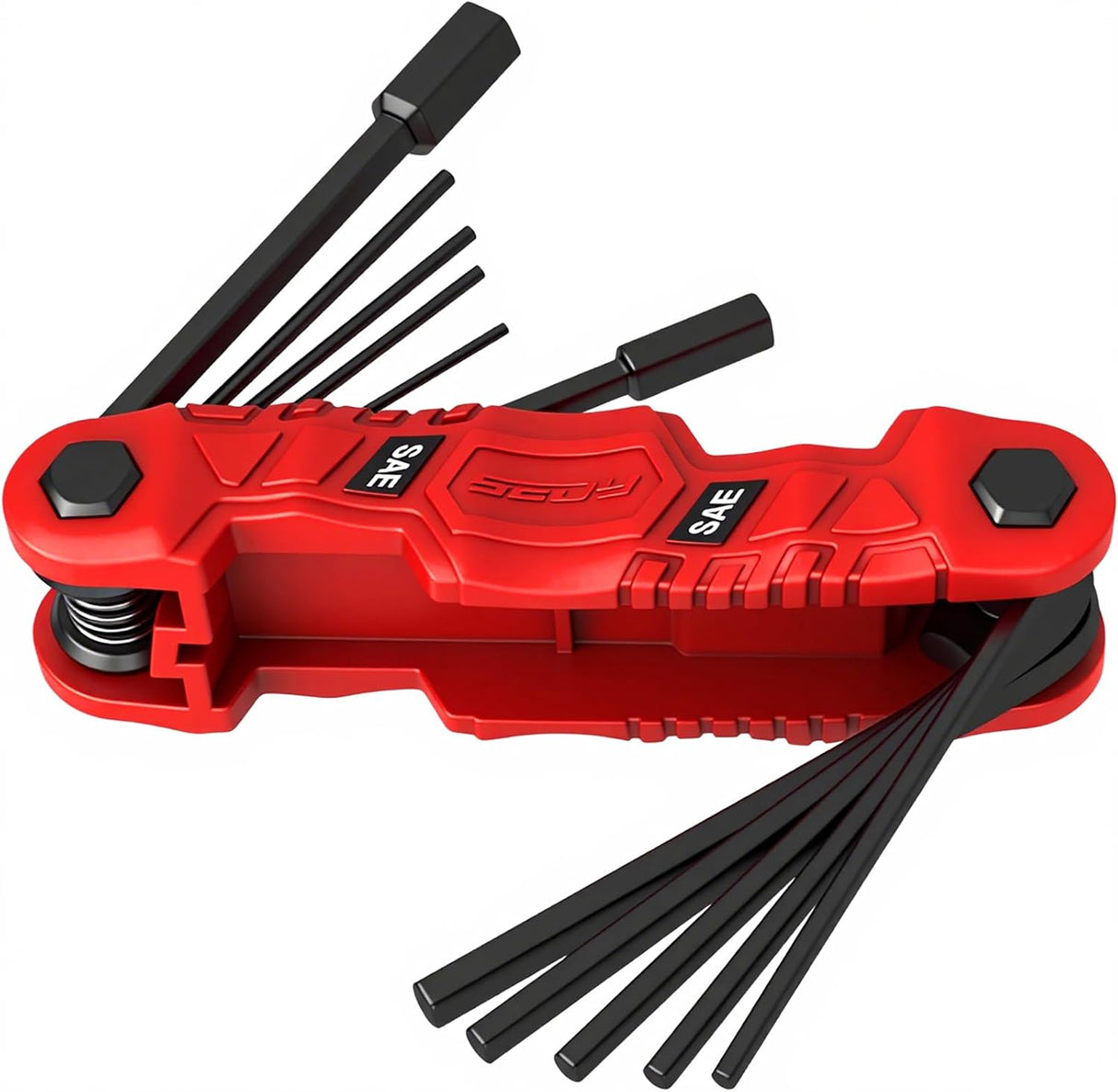 SEDY 11PCS Folding SAE Hex Key Set with S2 Steel Construction, Ergonomic Handle and Compact Folding Design for Auto, Bike and Home Repair