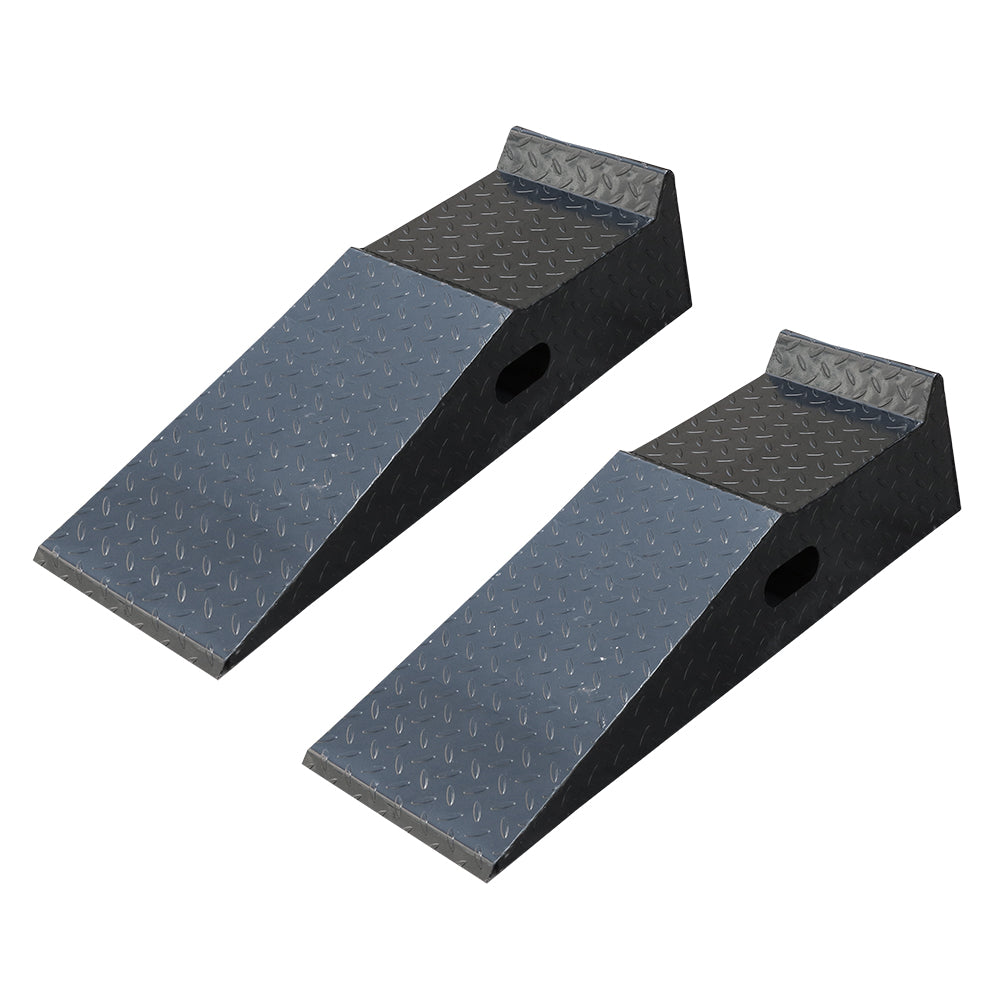 heavy duty metal vehicle ramps 2 pack with 6500kg per ramp capacity, 94cm steel loading ramps, anti-slip diamond plate surface and side handles for cars, trucks, forklifts and warehouse service work