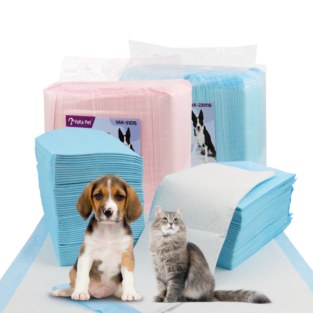 VaKa Pet disposable puppy pee pads, 60 x 60cm, 6-layer absorbent leakproof dog training pads in pink or blue, 105 or 210 count