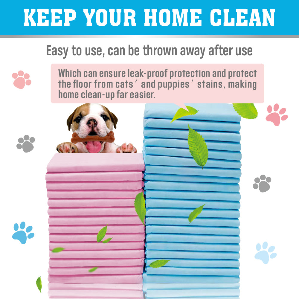 VaKa Pet disposable puppy pee pads, 60 x 60cm, 6-layer absorbent leakproof dog training pads in pink or blue, 105 or 210 count