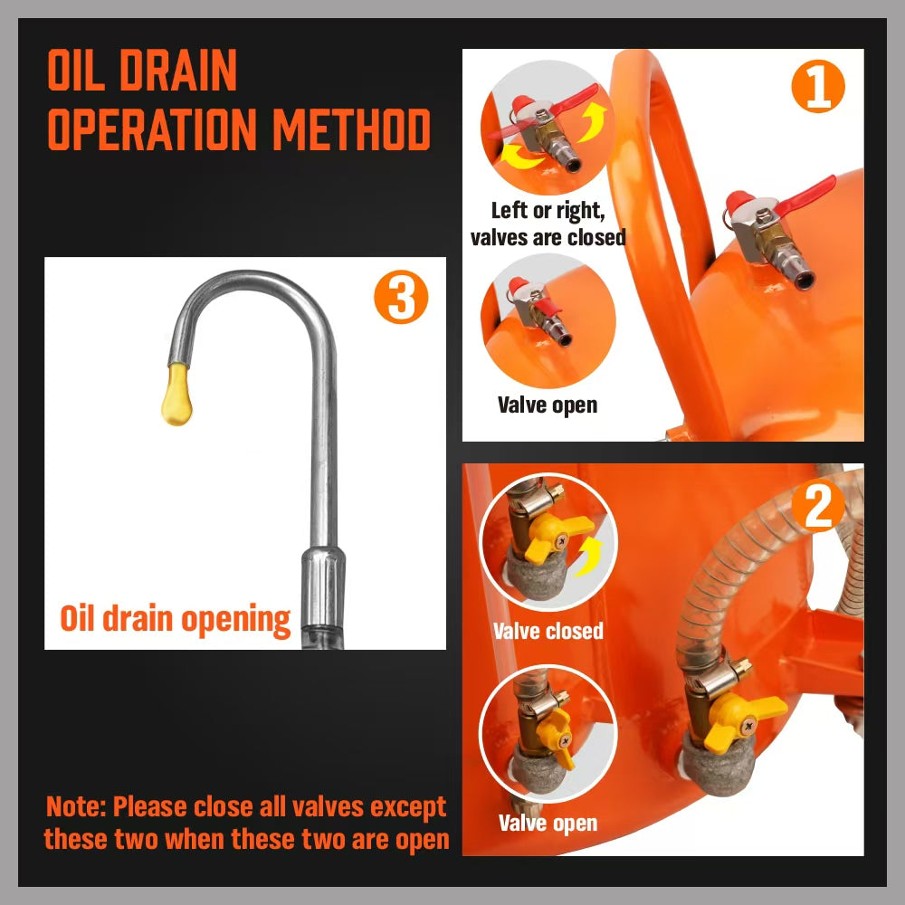 HORUSDY 80L Pneumatic Waste Oil Drainer - Efficient Fluid Extraction for Workshops