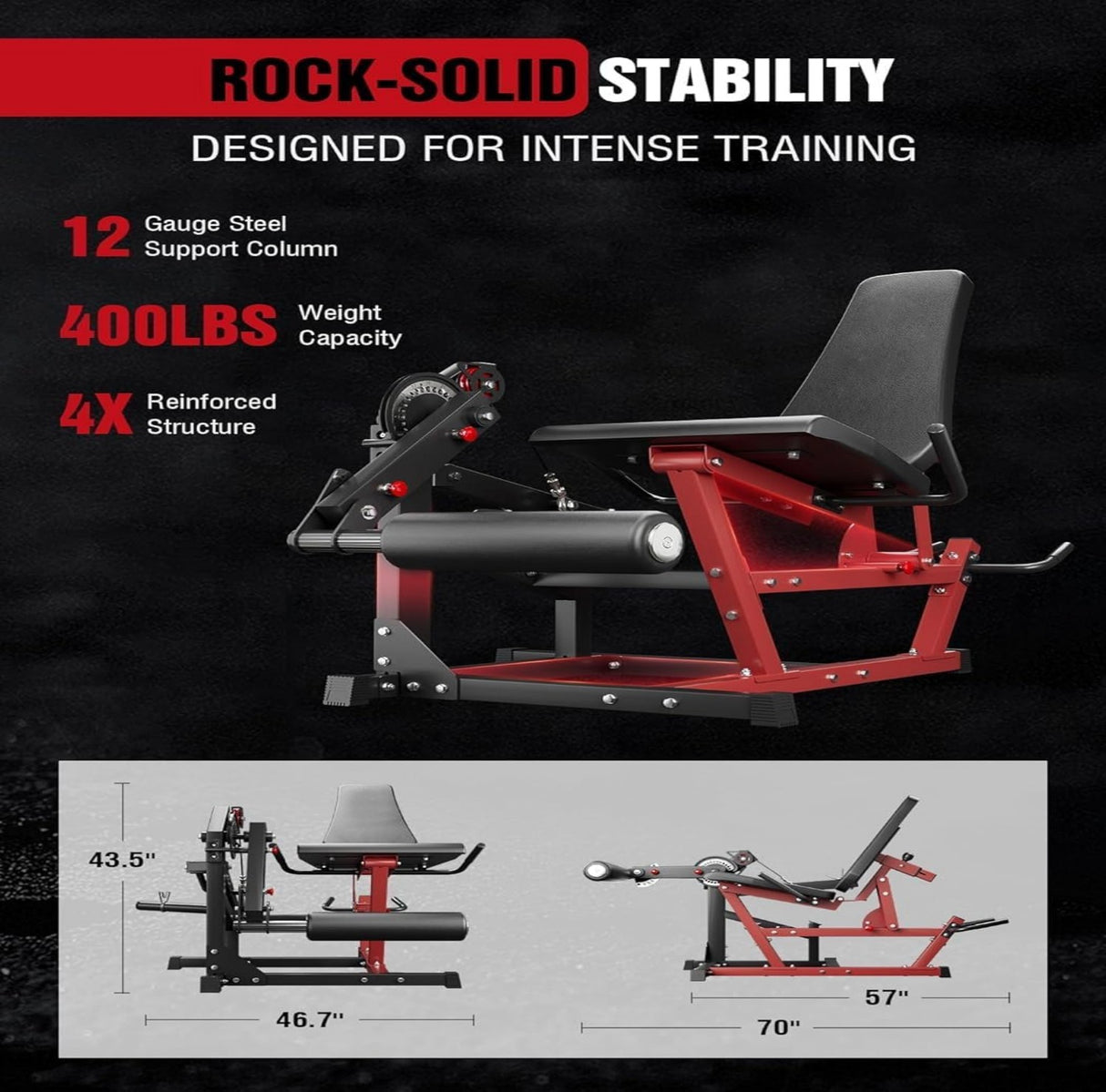 leg extension and curl machine 1:1 cable system adjustable leg developer home gym equipment quad hamstring trainer 400lbs heavy duty strength machine