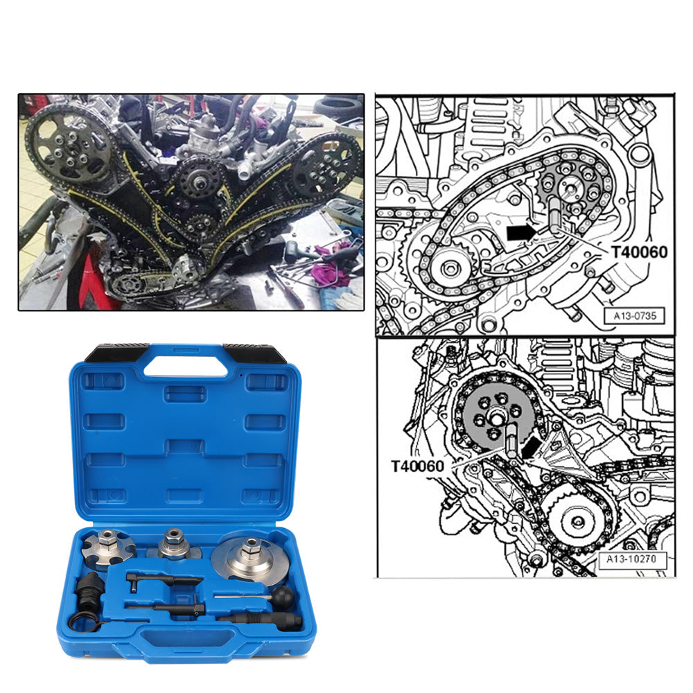 10-piece motorcycle crankshaft puller and separator tool kit for engine repair, includes adaptors and removal tools in blue carry case