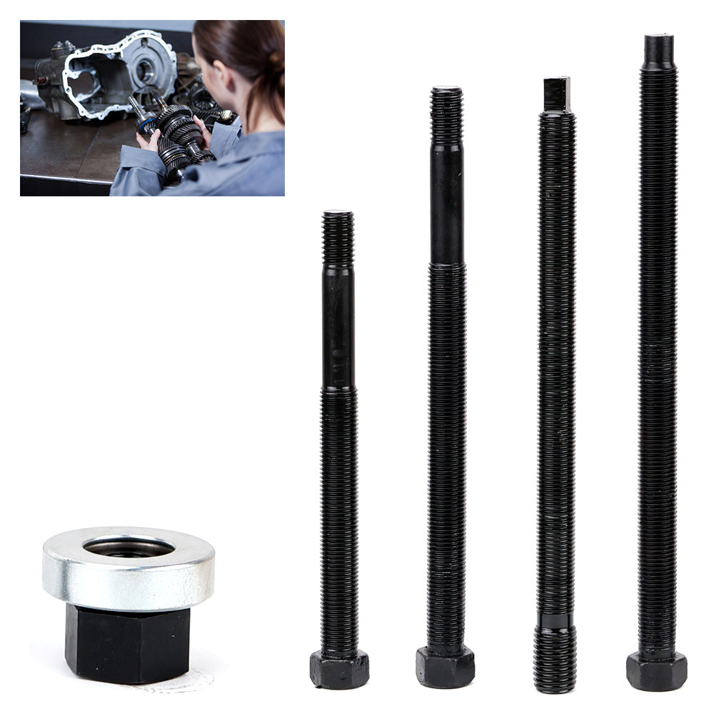 5-piece harmonic balancer installer tool kit with long bolts and bearing, fits Ford and Dodge engines, includes blue blow-moulded storage case