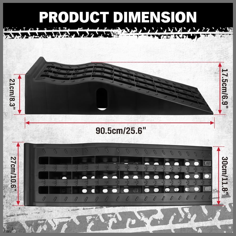 Heavy-Duty A Pair Car Ramps with Non-Slip Surface for Extra-Wide Tire - 5 Ton Capiticy