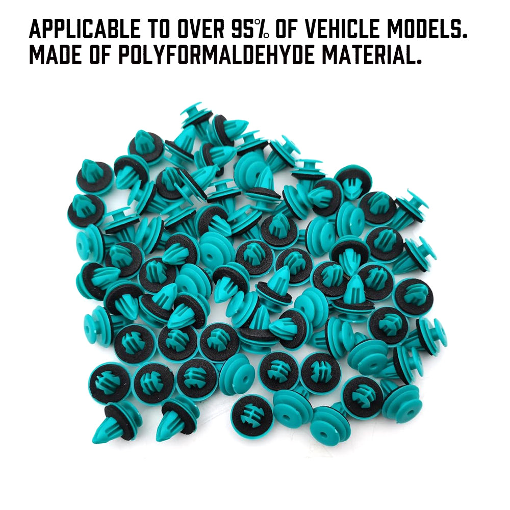 250pcs blue car door panel clips 9mm trim retainer fasteners push type automotive plastic rivets with foam gasket replacement
