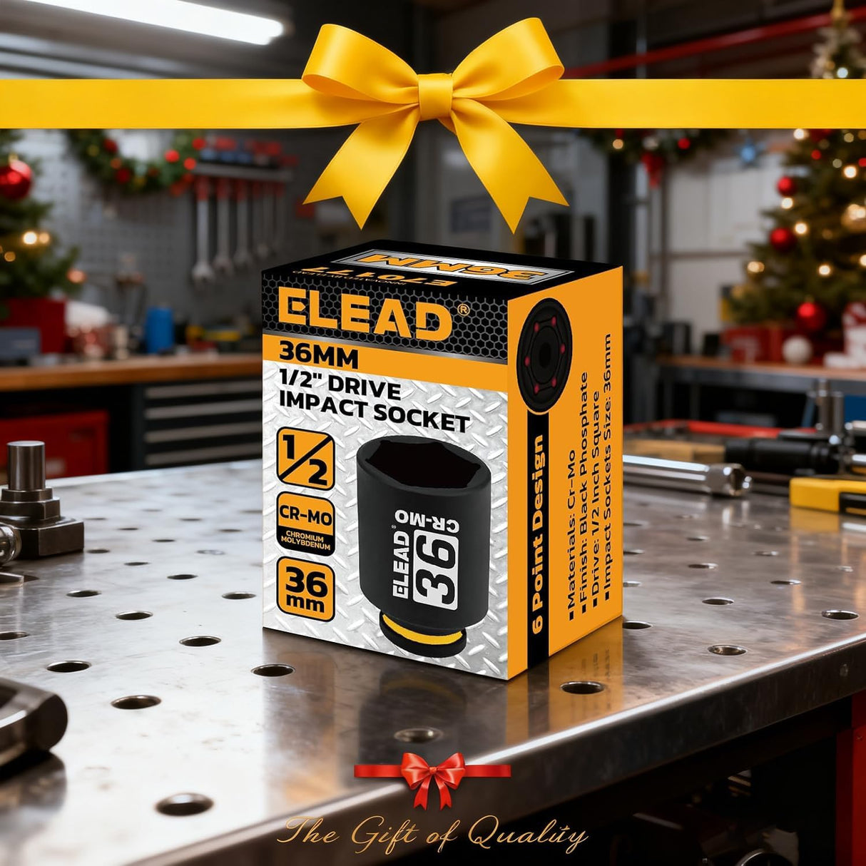 ELEAD 36mm 1/2" Drive Deep Impact Socket, CR-MO 6-Point Axle Nut Socket for Wheel Hub Removal & Automotive Repair