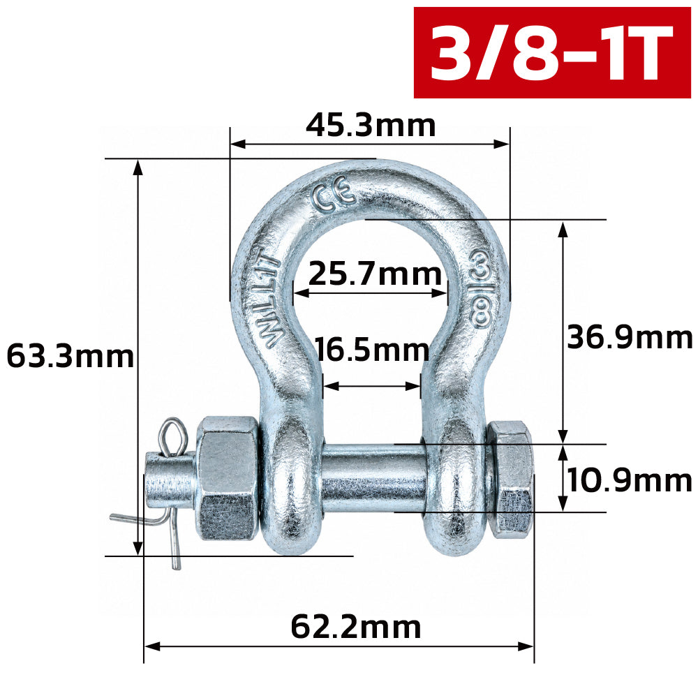 heavy duty bolt type bow shackle 0.5T-25T with nut and cotter pin for lifting, rigging, towing and industrial applications
