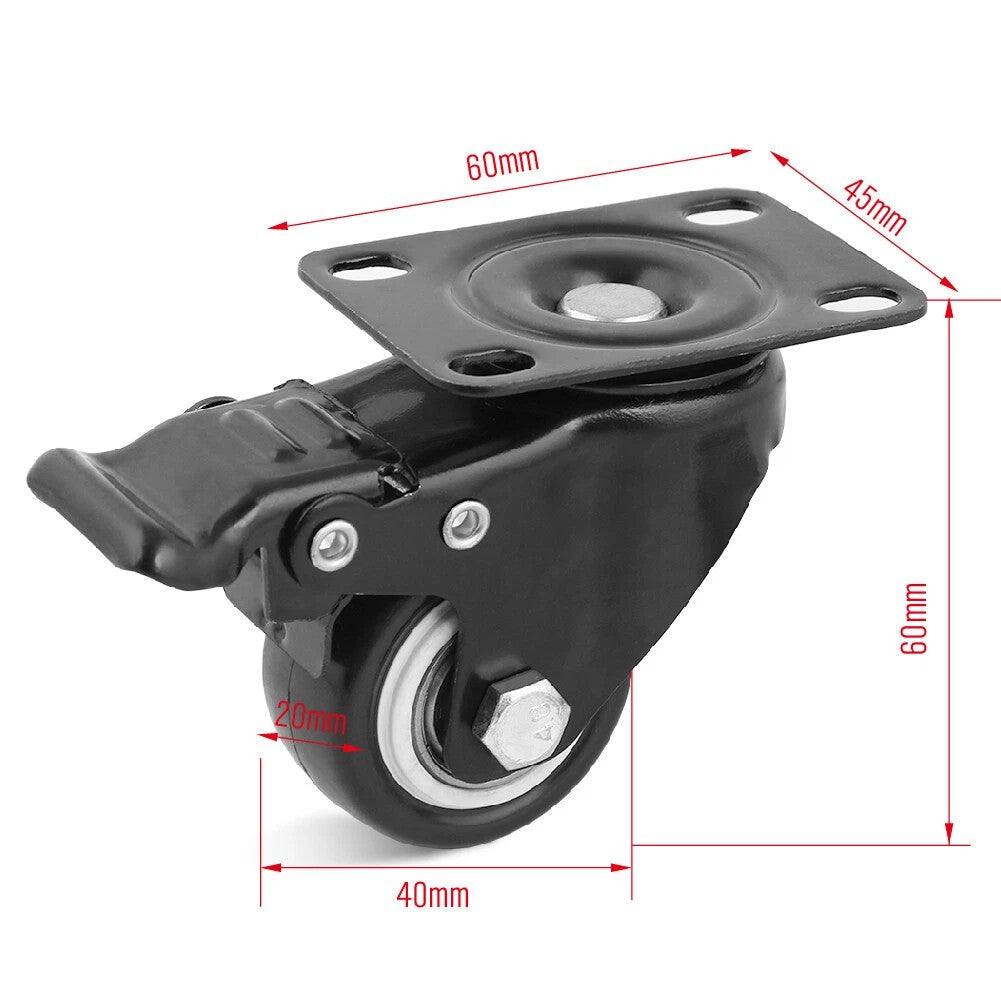 40mm and 50mm swivel caster wheels with brake and non-brake for furniture carts workbenches and storage trolleys