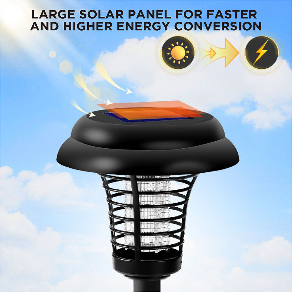 2 pack solar insect killer lamp outdoor UV mosquito zapper garden stake lights with dual lighting modes waterproof