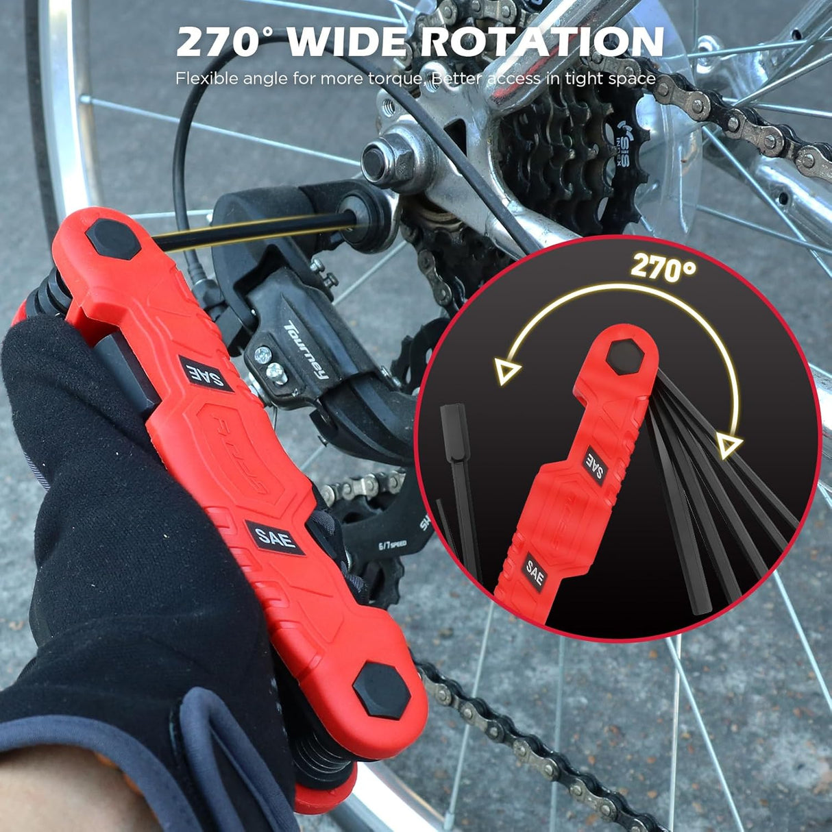 SEDY 11PCS Folding SAE Hex Key Set with S2 Steel Construction, Ergonomic Handle and Compact Folding Design for Auto, Bike and Home Repair