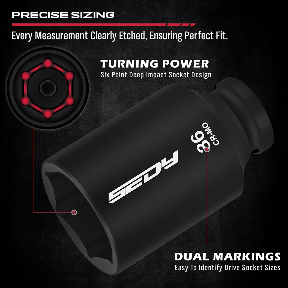 11Pcs Metric Deep Impact Socket Set with Adapter for High-Torque Wheel Axle Nut Wrench Tasks