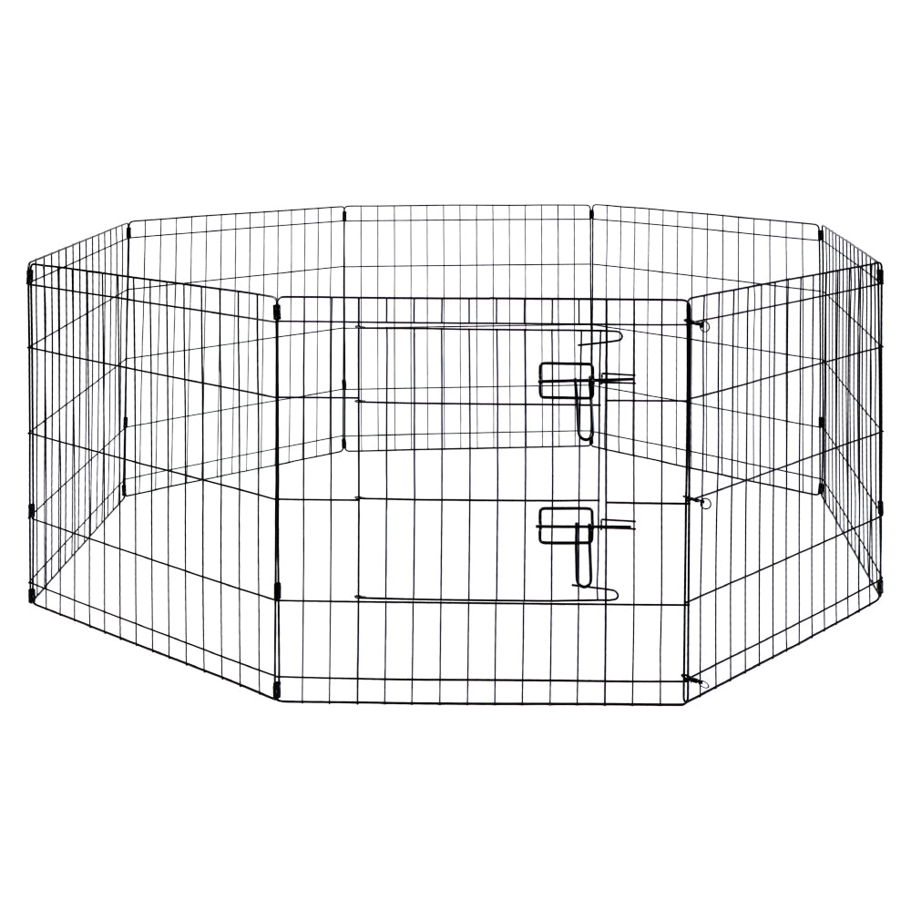 8 panel metal dog playpen foldable pet exercise pen with door safety latch indoor outdoor puppy fence black wire enclosure