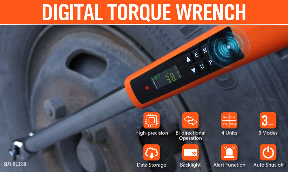 Professional 1/2-inch drive digital torque wrench with bidirectional measurement & ISO-certified calibration - HORUSDY Tools Australia