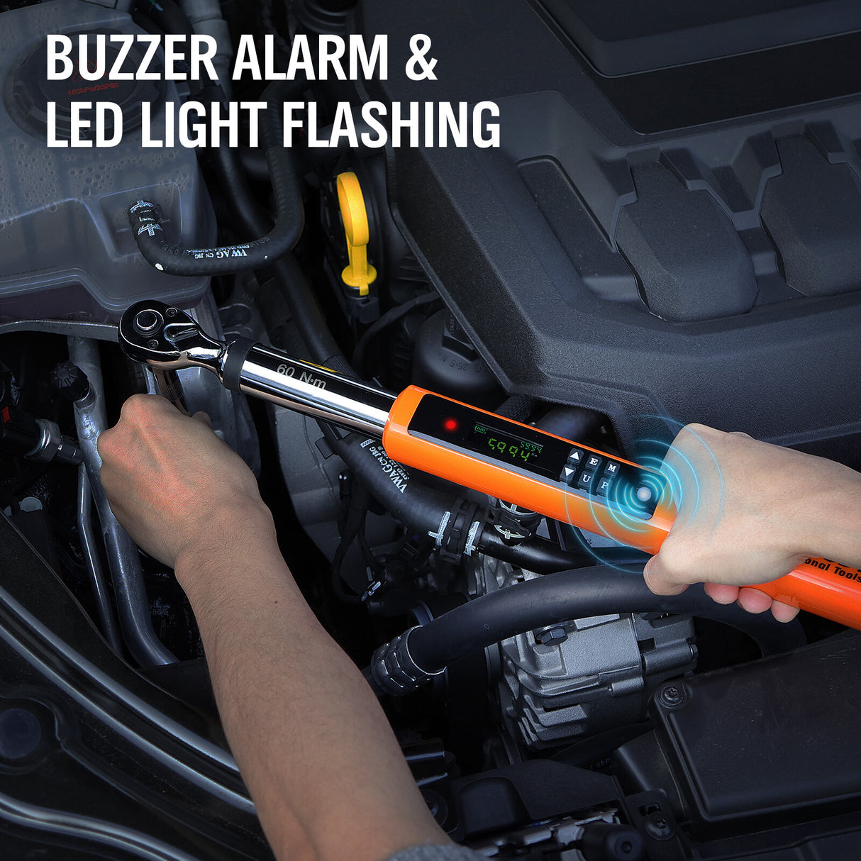 Professional digital torque wrench with bidirectional measurement, 4-unit switching & ISO-certified calibration - HORUSDY Tools Australia