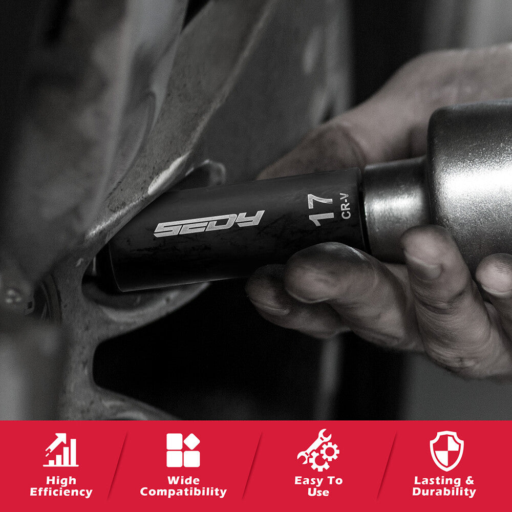 SEDY 71-piece SAE and metric impact socket set with Cr-V steel, swivel sockets, extensions, and durable red carry case for mechanics and automotive work.