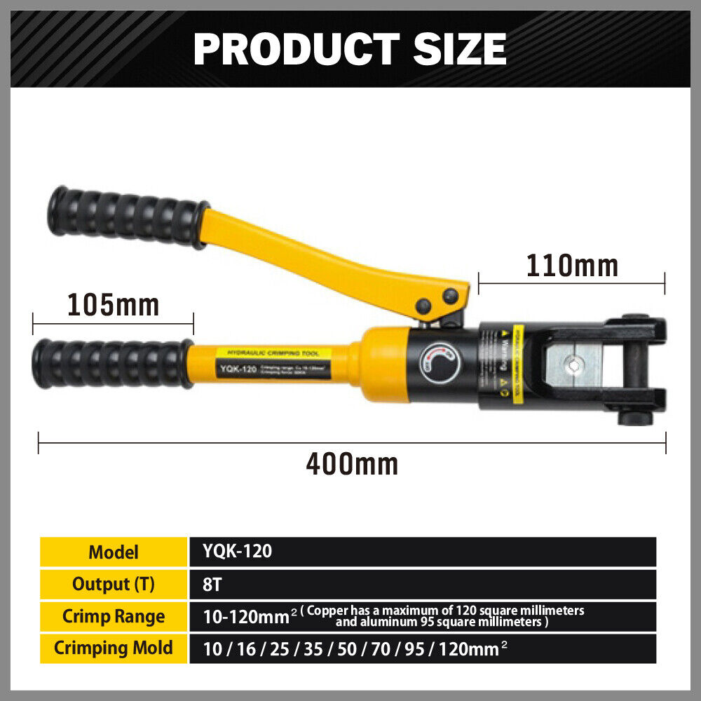 HORUSDY 8 Ton Hydraulic Crimper Cable Lugs Wire Force Crimping Tool Kit AU
