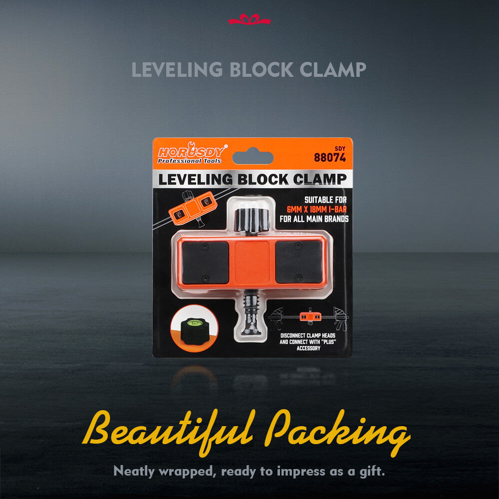 HORUSDY clamp connector with leveling bubble, universal fit for 6mm x 18mm L-bar clamps, 350lbs force, woodworking tool extension