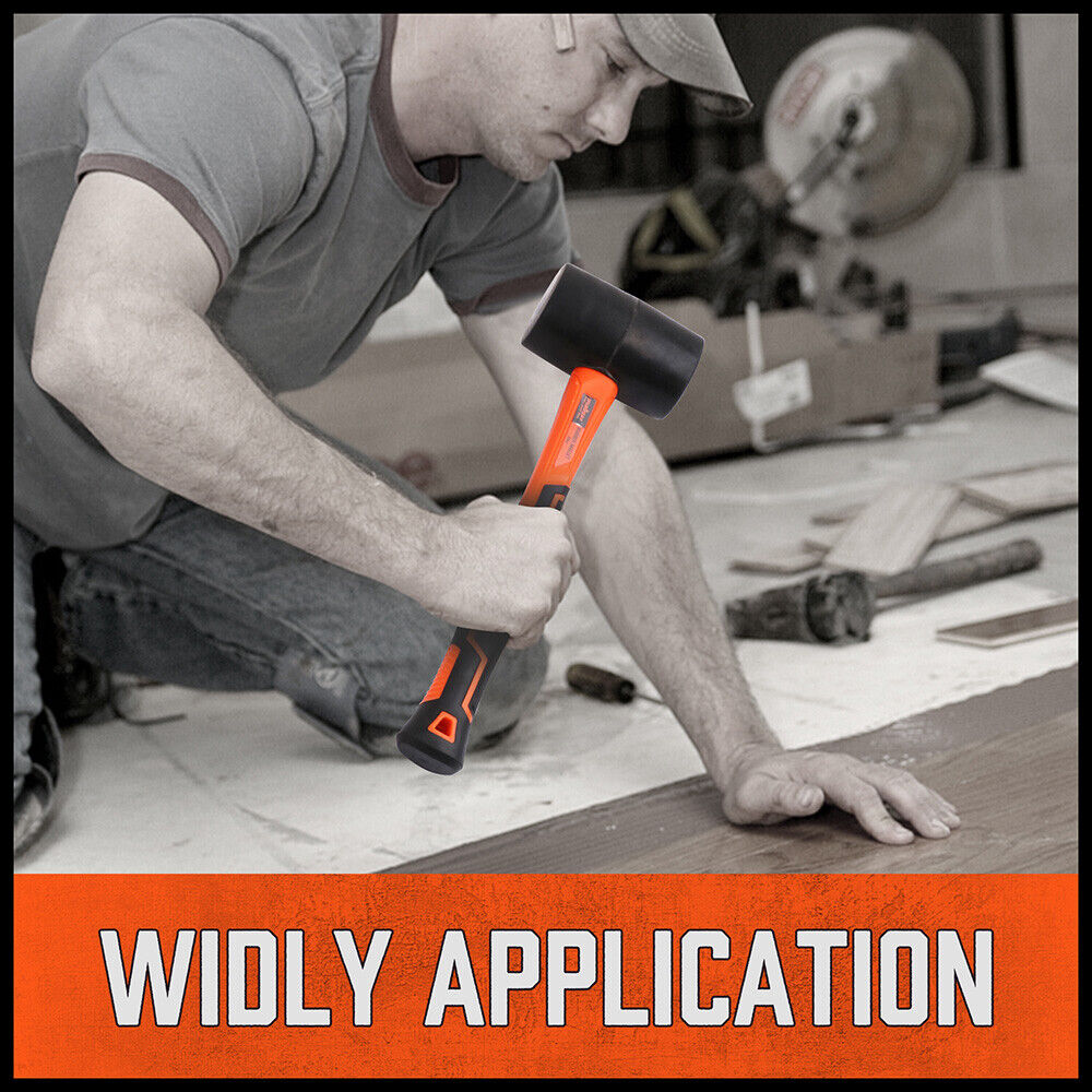 HORUSDY 16oz Rubber Double-Faced Hammer with Non-Slip Fiberglass Handle - Ideal for Tent Stakes and Woodworking