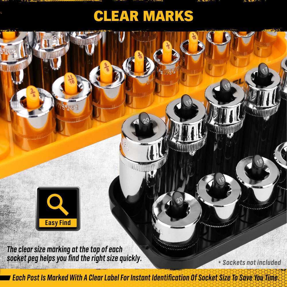 "ELEAD Magnetic Socket Organizer Tray Set for Efficient Tool Storage and Wall Mounting