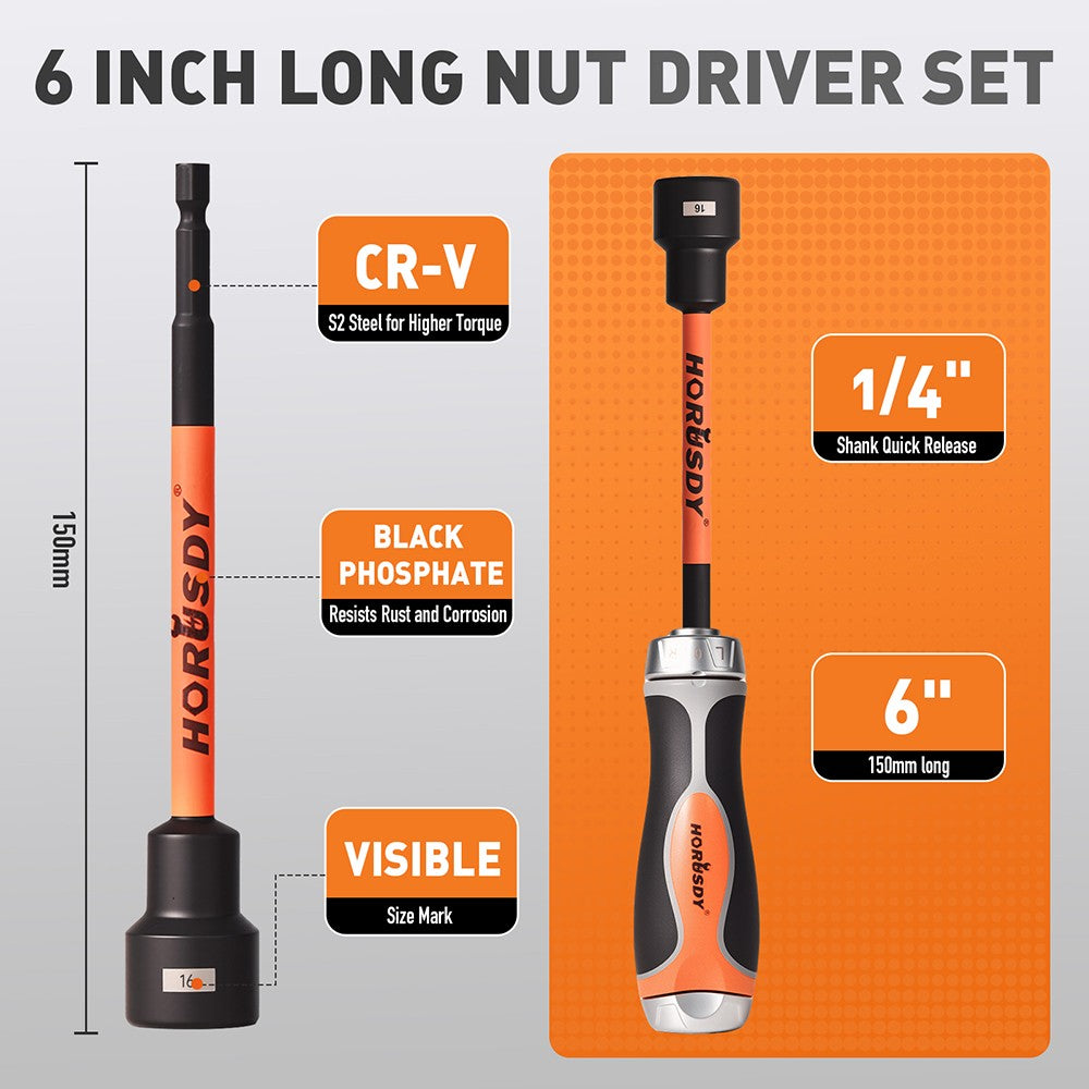 HORUSDY 60-Piece Magnetic Nut Driver Set with CR-V Steel and Storage Case