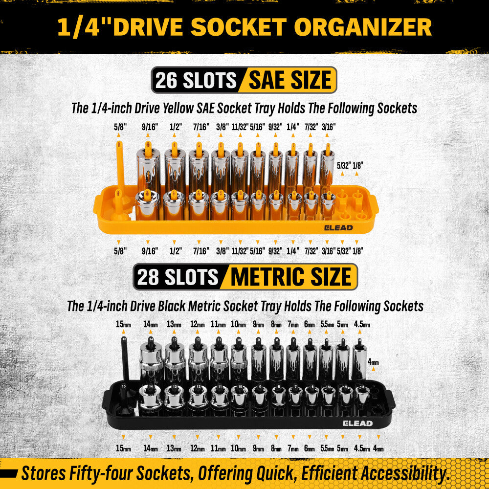 "ELEAD Magnetic Socket Organizer Tray Set for Efficient Tool Storage and Wall Mounting