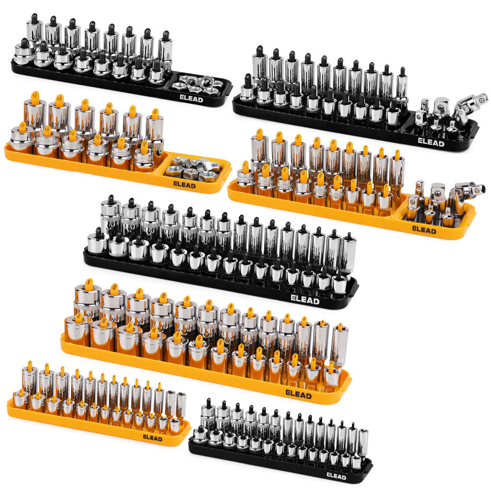 "ELEAD Magnetic Socket Organizer Tray Set for Efficient Tool Storage and Wall Mounting