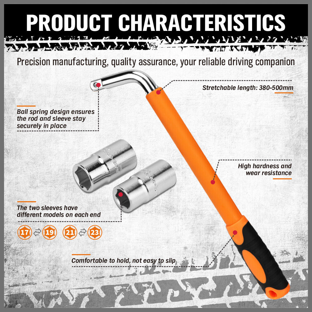 Adjustable telescopic wheel wrench set for car tire repair & industrial use - HORUSDY Professional Tools Australia