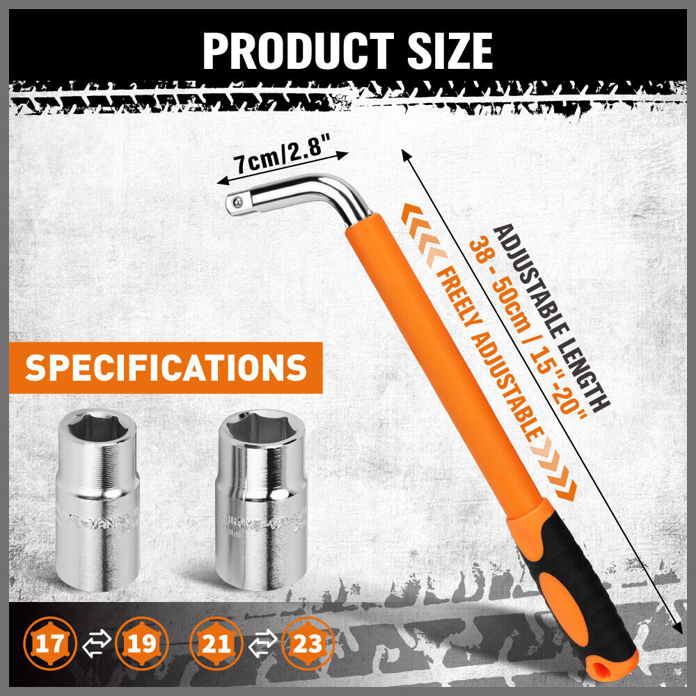 Adjustable telescopic wheel wrench set for car tire repair & industrial use - HORUSDY Professional Tools Australia