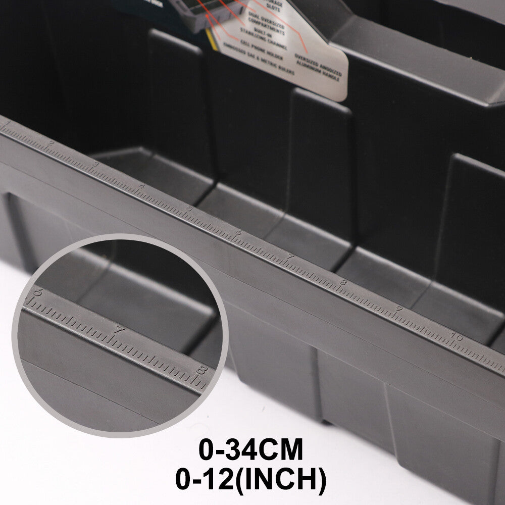 Portable tool storage box with magnetic tray and multiple compartments for organizing tools, screws, and fasteners, ideal for automotive and home use.