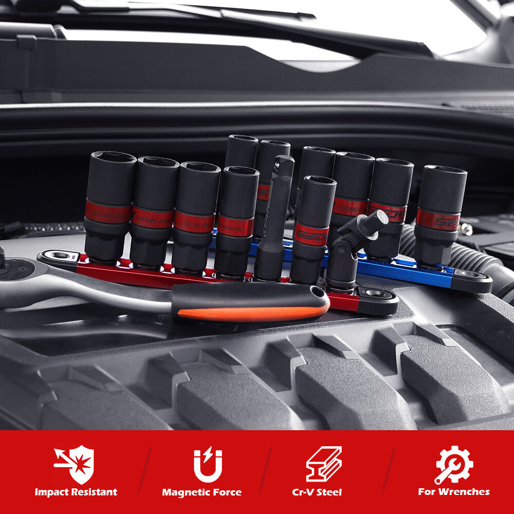 Professional 7-piece spark plug socket set with magnetic rail, 6-point design & corrosion-resistant finish - HORUSDY Australia