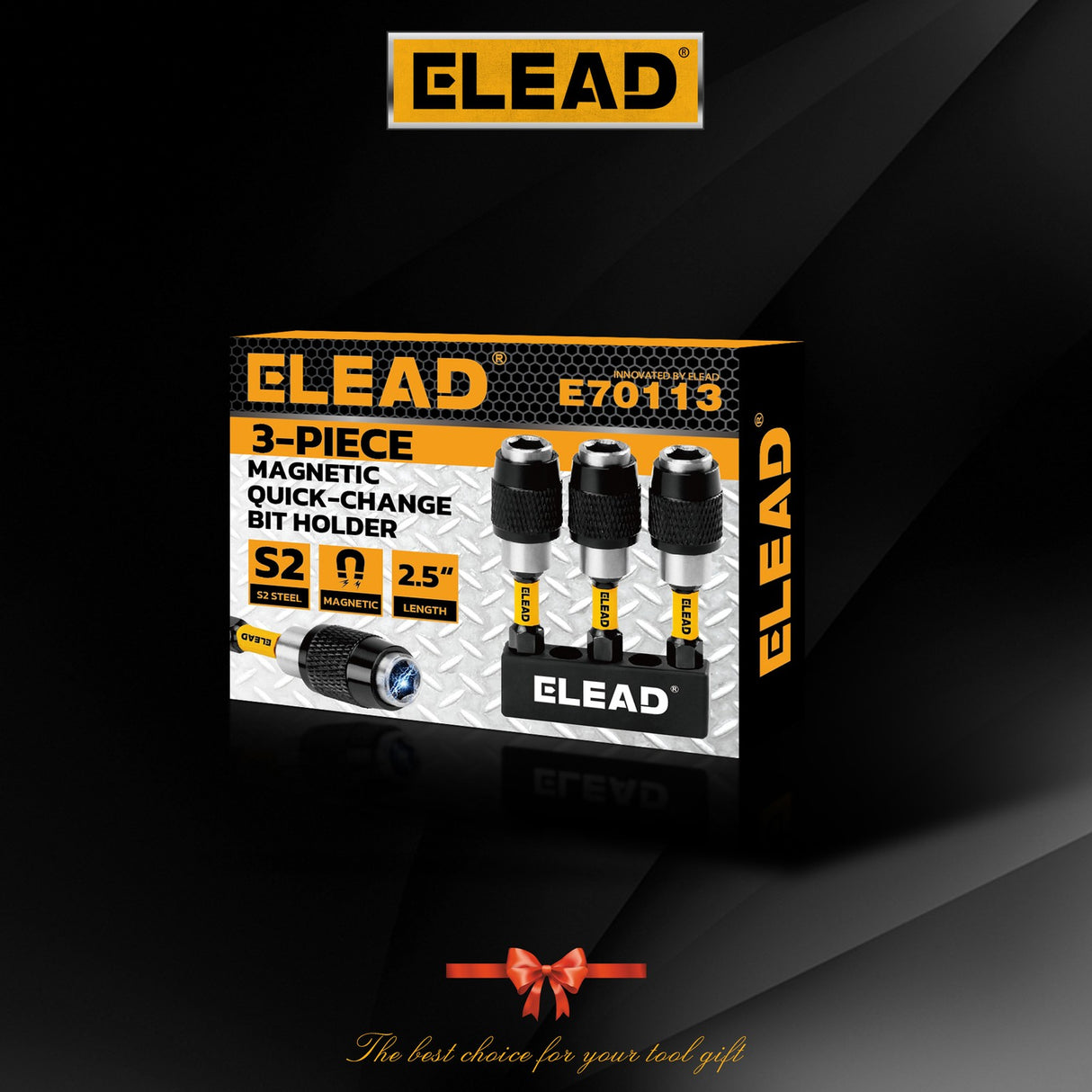 ELEAD 3-piece magnetic bit holder set with 1/4” hex shank, quick-release design, strong magnetism and S2 steel for drills and drivers
