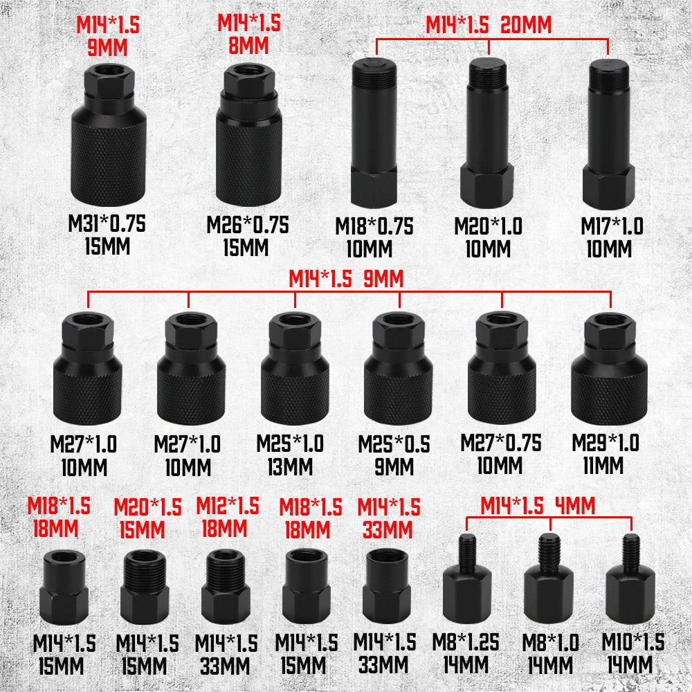 Heavy-duty pneumatic injector puller set with air hammer, adapters, hose, and storage case for stuck diesel injector removal