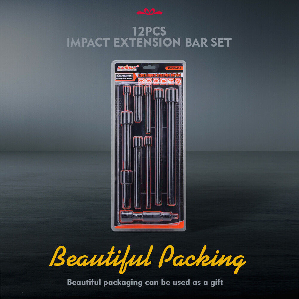 HORUSDY Impact Extension Bar Set - Cr-V, 1/4", 3/8", 1/2" Drive with Socket Adaptor Reducers