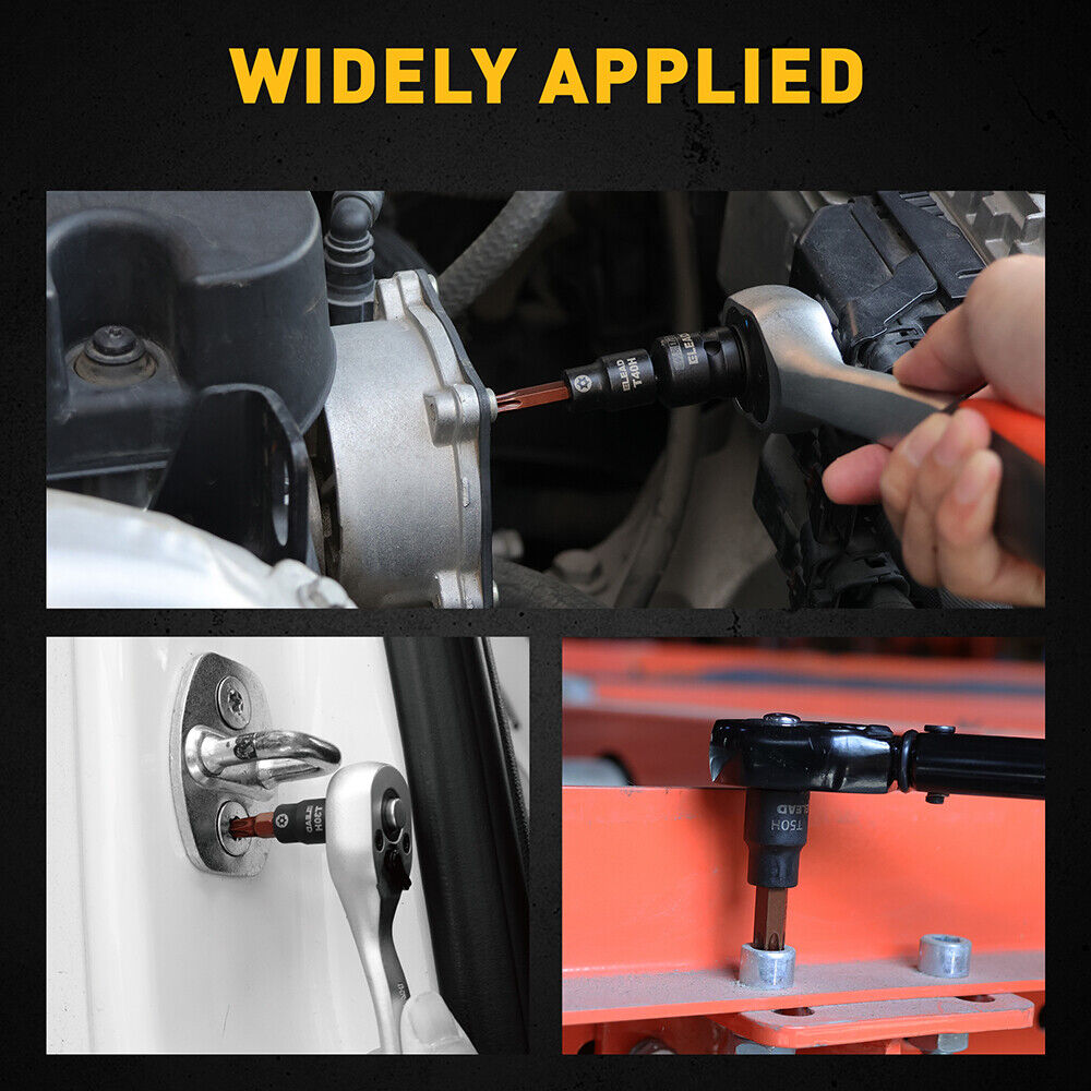 16-piece Torx bit socket set with S2 steel and CR-V, includes 1/4", 3/8", and 1/2" drive sizes, ideal for automotive and mechanical work