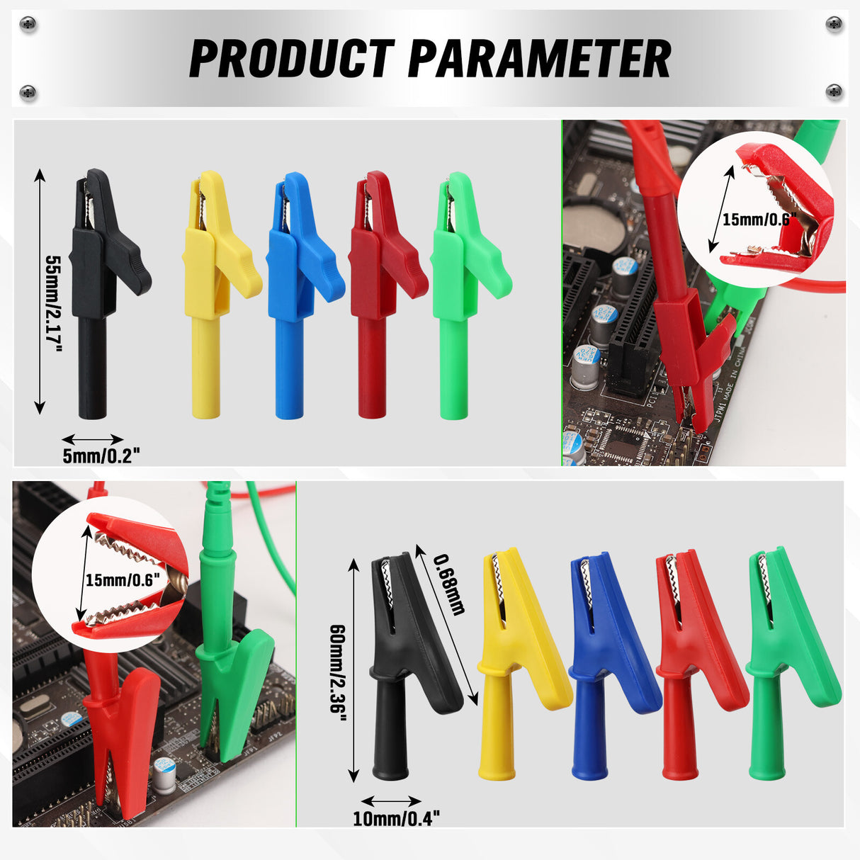 SWANLAKE 43-piece back probe test lead kit with silicone wires, multicolour probe pins, alligator clips, and banana plug connectors for diagnostic testing.