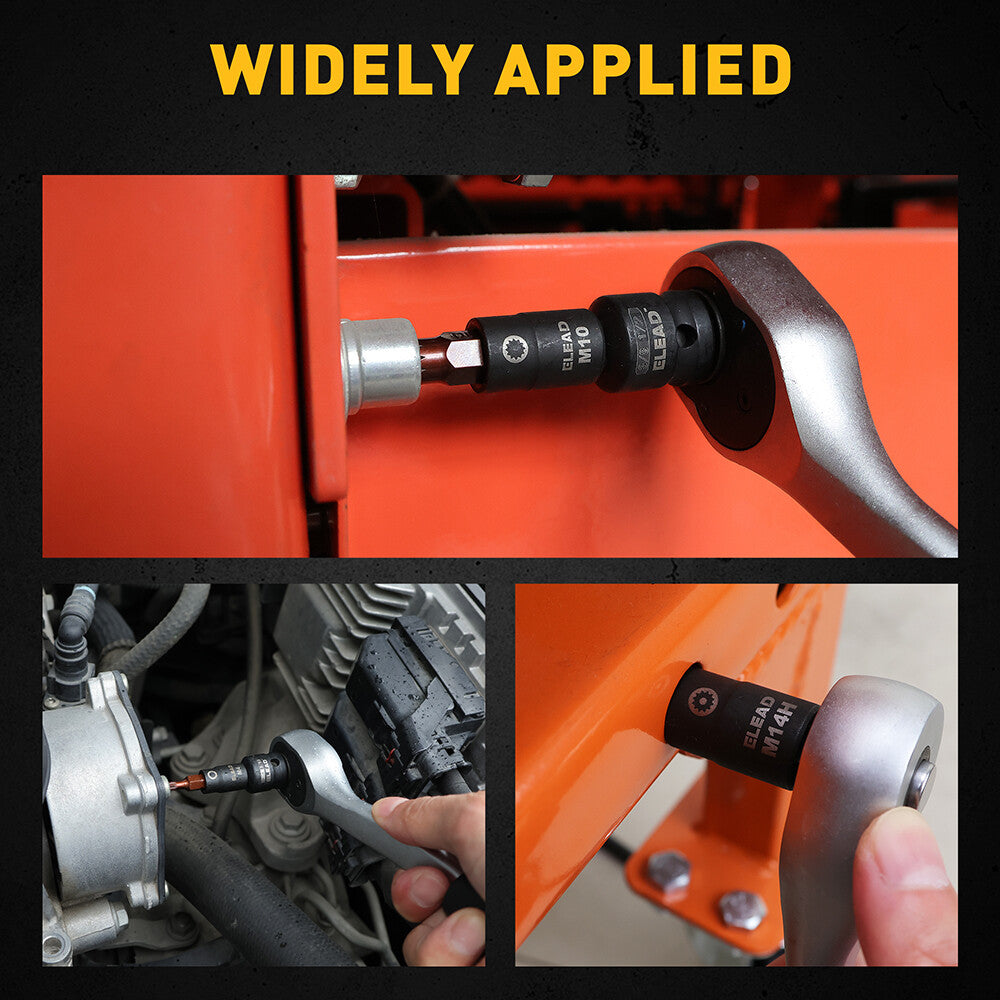 ELEAD 13-Piece Spline Bit Socket Set with S2 Alloy Steel and CR-V, Includes 3 Adapters for Versatile Applications