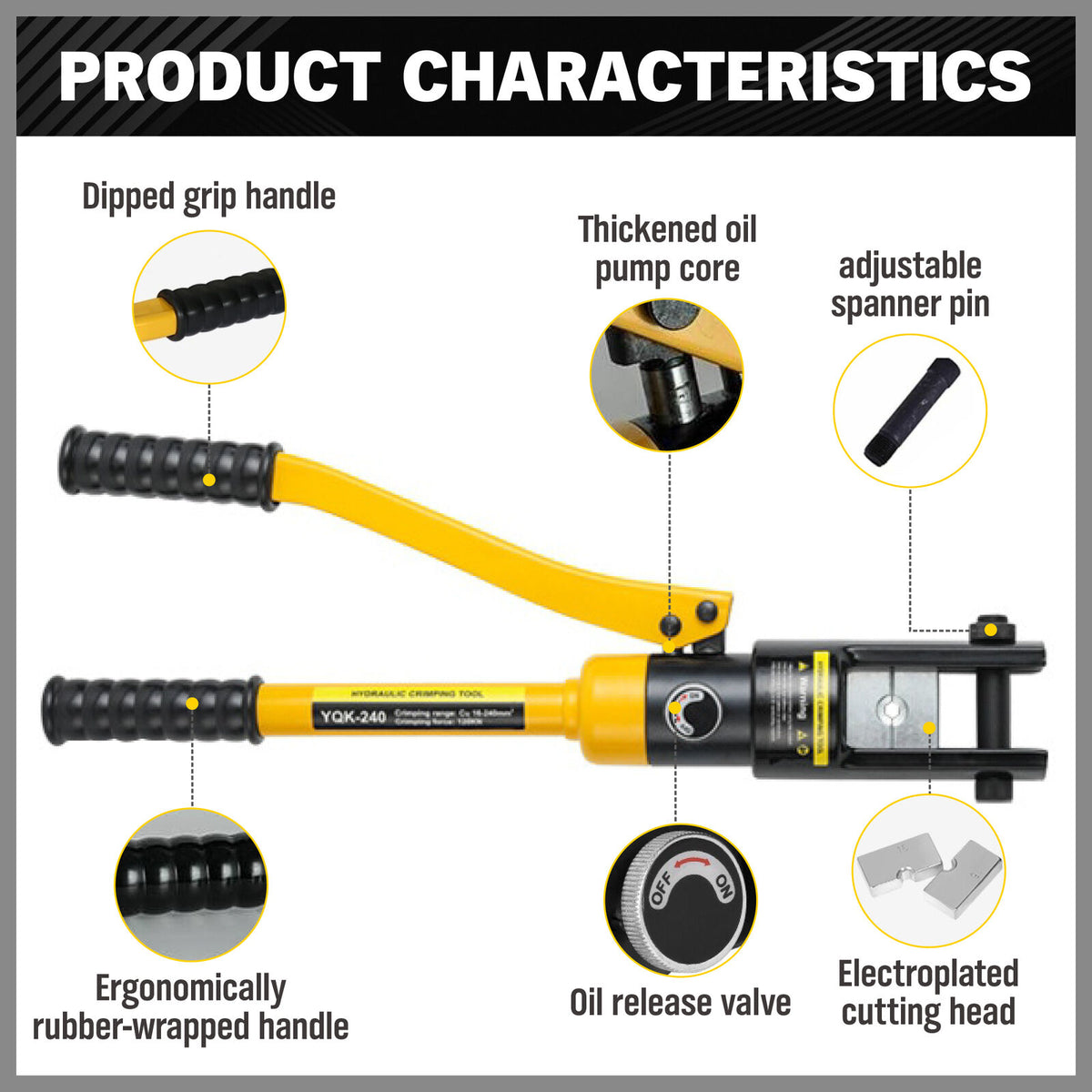 HORUSDY 12 Ton Hydraulic Crimper Cable Lugs Wire Force Crimping Tool Kit AU